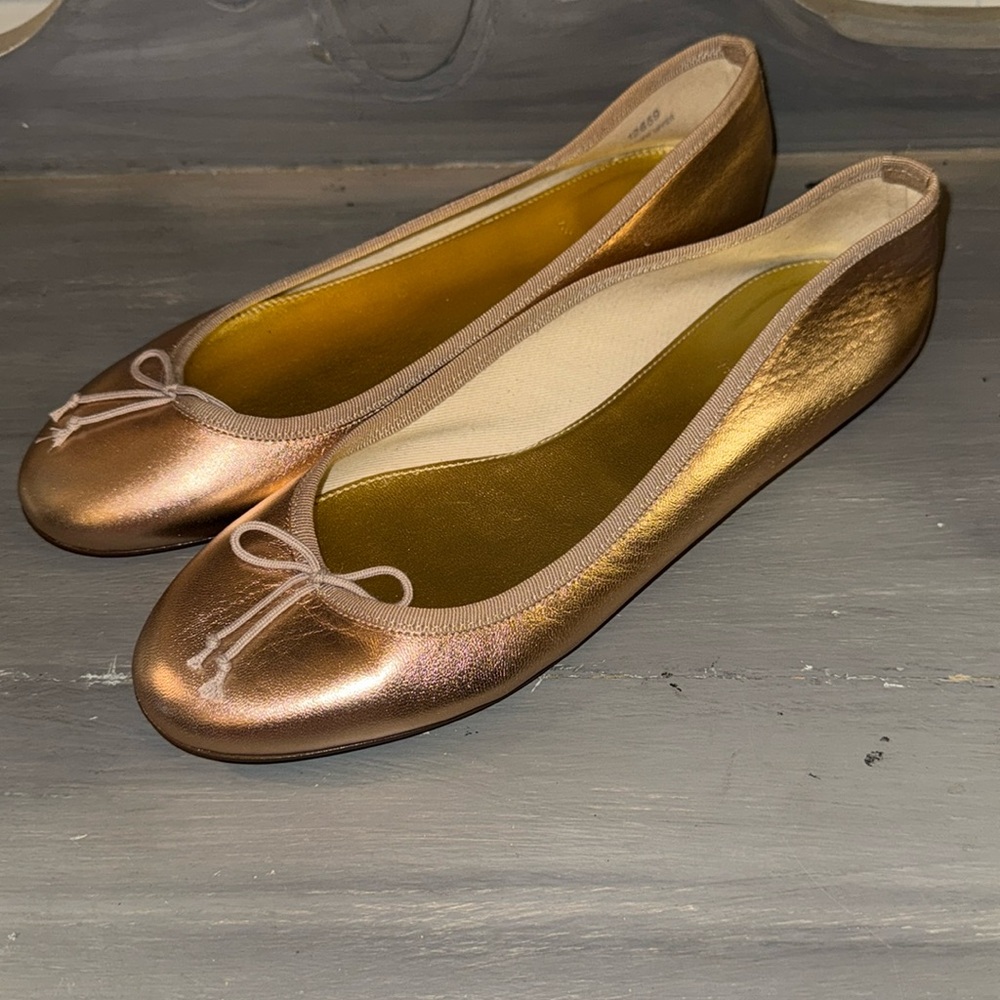 Women’s JCREW Rose Gold Leather Ballet Slipper Shoes
